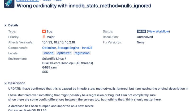 We found a long-lived MariaDB bug in our hosting stack