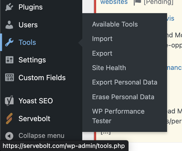 Accessing The Site Health Report in WordPress