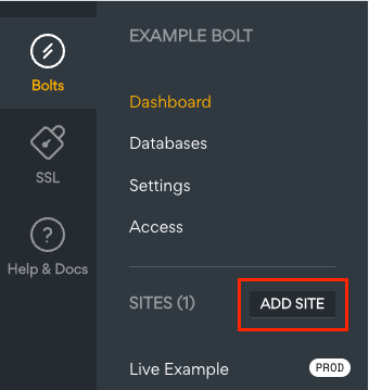 Add site button